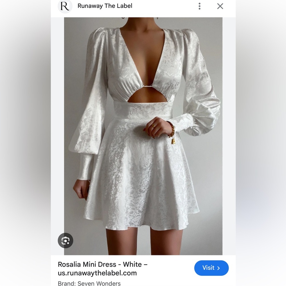 Runaway the label sold out Rosalia white satin long sleeve dress size XS